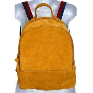 Margot New York Kimmie Suede Backpack Camel Tan Adjustable Woven Straps